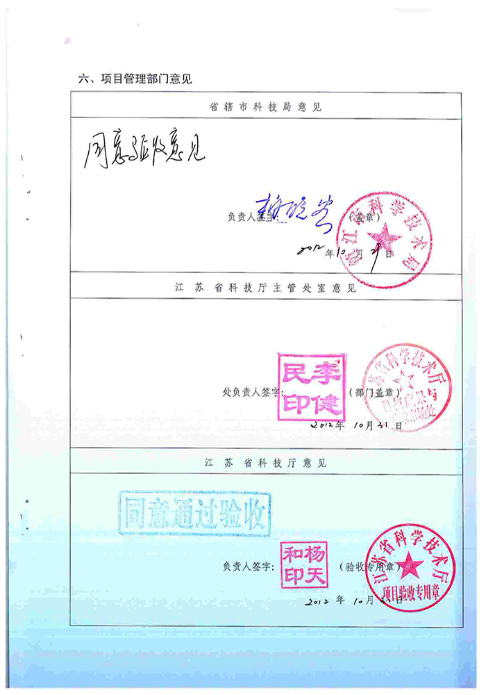 江蘇省科技成果轉(zhuǎn)化證書